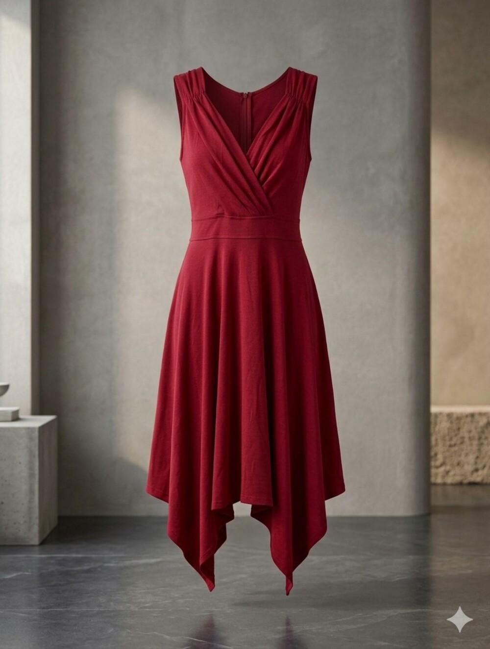 ZAFUL Red Handkerchief Hem Asymmetrical Cocktail Midi Dress Vampire Core Size 8